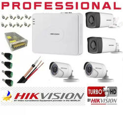 Hikvision Kit supraveghere 4 camere Hikvision 2MP 2 camere IR40m si 2 Camere IR 20m , cu accesorii (201901014291) - antivandal