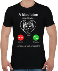 printfashion A kiscicám hív - Férfi póló - Fekete (10737272)
