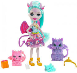 Mattel Papusa Enchantimals by Deanna Dragon Family cu 3 figurine si accesorii (MT-GYJ09)