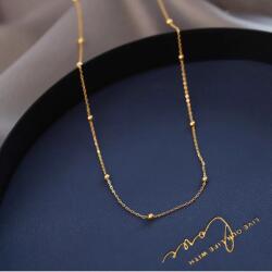 Elegance Fausztina nemesacél nyaklánc szolid vékony arany fazonú gömbökkel díszítve 45 cm hosszú (CSA1220)
