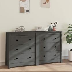 vidaXL Servantă, gri, 140x35x80 cm, lemn masiv de pin (3114081) Comoda
