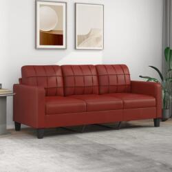 vidaXL Canapea cu 3 locuri, roșu vin, 180 cm, piele ecologică (348659) Canapea