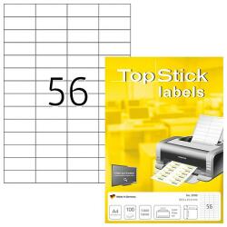 TopStick No. 8700 univerzális 52, 5x21, 2mm méretű, fehér öntapadós etikett címke A4-es íven - 5600 címke / doboz - 100 ív / doboz (TopStick 8700)