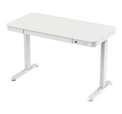 Elektromosan állítható magasságú komplett íróasztal, 72-122 cm, 4 memóriás, fiókos, USB-A, USB-C, FEHÉR színben, home-office íróasztal