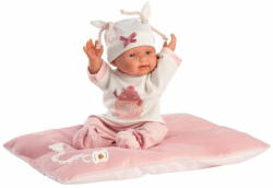 Llorens Bebita újszülött baba rózsaszín párnával 26 cm