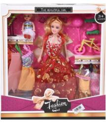Magic Toys Fashion Girl: Baba és gyermek baba szett kerékpárral és kiegészítőkkel 28 cm (MKL054158)