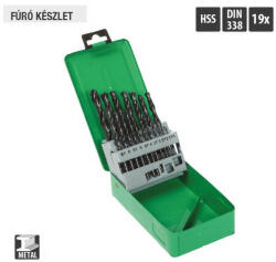 Lev fúrószár, fémcsigafúró készlet DIN 338 HSS 1, 00- 10, 00mm, 19 részes, hengerelt, fém