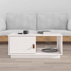 vidaXL Măsuță de cafea, alb, 80x50x35, 5 cm, lemn masiv de pin (818261) Masa de cafea