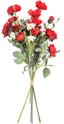 4-Home Buchet flori artificiale, trandafiri și maci, 27 x 72 x 12 cm