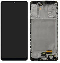 Samsung Galaxy A31 LCD + érintőpanel kerettel, fekete, gyári, SM-A315