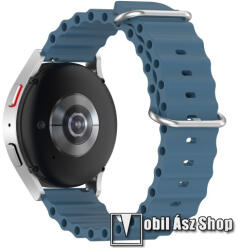  Okosóra szíj - szilikon, cső­szerkezetes kialakítás, rugalmas, csatos - KÉK - 132mm+86mm hosszú, 20mm széles - SAMSUNG Galaxy Watch 42mm / Amazfit GTS / Galaxy Watch3 41mm / HUAWEI Watch GT 2 42mm / G