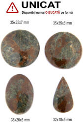  Cabochon Eclogit Natural - Disc - Oval - Picatura - 32-36 x 18-35 x 5-7 mm - 1 Buc