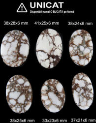  Cabochon Jasp White Horse Natural - Oval - 33-41 x 21-28 x 6 mm - 1 Buc