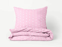 Goldea lenjerie de pat din 100% bumbac pentru copii - steluțe albe pe roz 140 x 200 și 70 x 90 cm