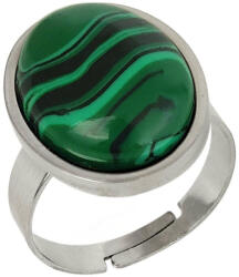  Inel Malachit, pietrele succesului în afaceri, piatra rotundă sau ovală verde 17 mm reglabil