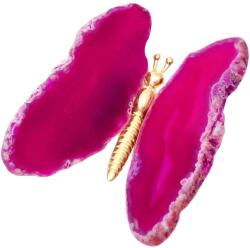  Fluture piatră Agate, cristal natural în formă de fluturas roz, 5 cm