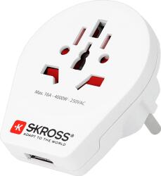 SKROSS WORLD TO EU csatlakozó átalakító, beépített USB töltővel (SKR-WORLDTOEUUSB)
