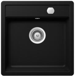 SCHOCK Mono N-100S Cristadur Puro egymedencés gránit mosogató automata dugóemelő, szifonnal, fekete, beépíthető (6426282109981)