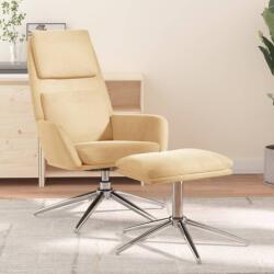 vidaXL Scaun de relaxare cu taburet, crem, țesătură microfibră (3097784)