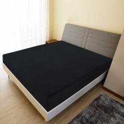 vidaXL Cearșaf de pat cu elastic, 2 buc. , negru, 160x200 cm, bumbac (136217) - vidaxl