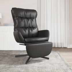 vidaXL Scaun de relaxare cu taburet, negru, piele ecologică (3097612)
