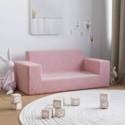 vidaXL Canapea pentru copii cu 2 locuri, roz, pluș moale (341820) Canapea