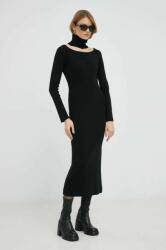 TWINSET rochie din amestec de lana culoarea negru, midi, mulata 9BYY-SUD0KN_99X