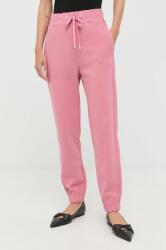 Weekend Max Mara pantaloni de trening din bumbac femei, culoarea roz, neted 9BYY-SPD035_39X