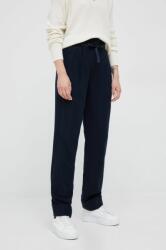 Emporio Armani pantaloni de lana femei, culoarea albastru marin, drept, high waist 9BYY-SPD05M_59X