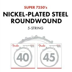 Fender 737250453 - 7250 Bass Strings Set Nickel Plated Steel Long Scale 7250-5L . 040-. 115 Gauges - FEN044