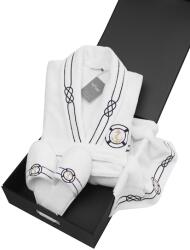 Soft Cotton MARINE MAN férfi fürdőköpeny ajándákcsomagolásban + törölköző+ papucs S + papucs (40/42) + törölköző + box Fehér / White
