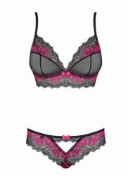 Obsessive Tulia kétrészes készlet, fekete/rózsaszín