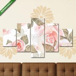 Többrészes Vászonkép, Premium Kollekció: Delicate roses. Hand drawn watercolor floral seamless pattern 9(135x70 cm, S01)