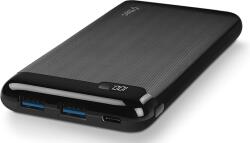 Ttech PowerSlim Pro 10.000 mAh powerbank USB-C csatlakozással, LCD kijelzővel - fekete (2BB185S) (2BB185S)