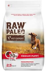 VetExpert Raw Paleo Beef Puppy Medium 2, 5 kg hrana caine juniori talie medie, cu vita