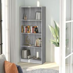 vidaXL Bibliotecă cu 4 niveluri gri sonoma 60x24x142 cm lemn compozit (815430) Biblioteca