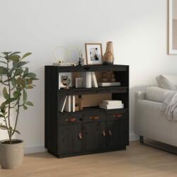 vidaXL Dulap înalt, negru, 100x40x108, 5 cm, lemn masiv de pin (820166) Comoda