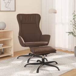 vidaXL Scaun de relaxare cu taburet, maro lucios, piele ecologică (3097894)
