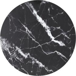 vidaXL Blat masă negru Ø90x1 cm sticlă securizată cu design marmură (322267)