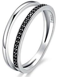 Ékszerkirály Ezüst gyűrű kristályokkal, fekete, 8-as méret (32856568637_2)