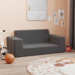 vidaXL Canapea pentru copii cu 2 locuri, antracit, pluș moale (341817) Canapea