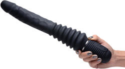 Master Series 10X Thrust Master Vibrating and Thrusting Dildo with Handle Black