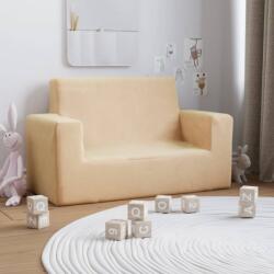 vidaXL Canapea pentru copii cu 2 locuri, crem, pluș moale (341842) Canapea