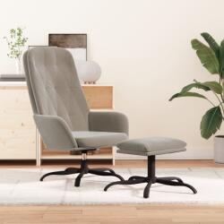 vidaXL Scaun de relaxare cu taburet, gri deschis, catifea (3097630)
