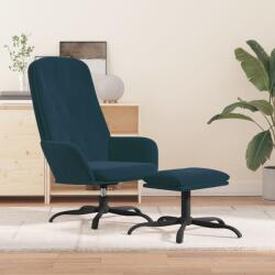 vidaXL Scaun de relaxare cu taburet, albastru, catifea (3097640)