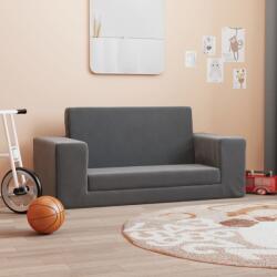 vidaXL Canapea pentru copii cu 2 locuri, antracit, pluș moale (341829) Canapea