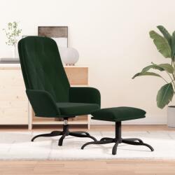 vidaXL Scaun de relaxare cu taburet, verde închis, catifea (3097632)