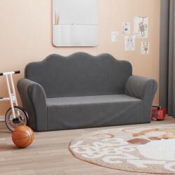 vidaXL Canapea pentru copii cu 2 locuri, antracit, pluș moale (341865) Canapea