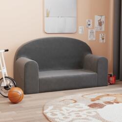 vidaXL Canapea pentru copii cu 2 locuri, antracit, pluș moale (341793) Canapea