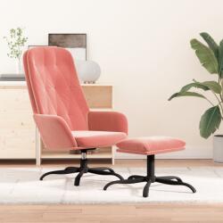vidaXL Scaun de relaxare cu taburet, roz, catifea (3097634)
